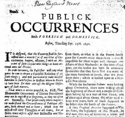 “Publick Occurrences Both Forreign and Domestick”: The Short but Significant Life of the First Multi-Page Newspaper in the Americas