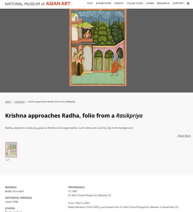 Catalog record with scan of a painting of Krishna