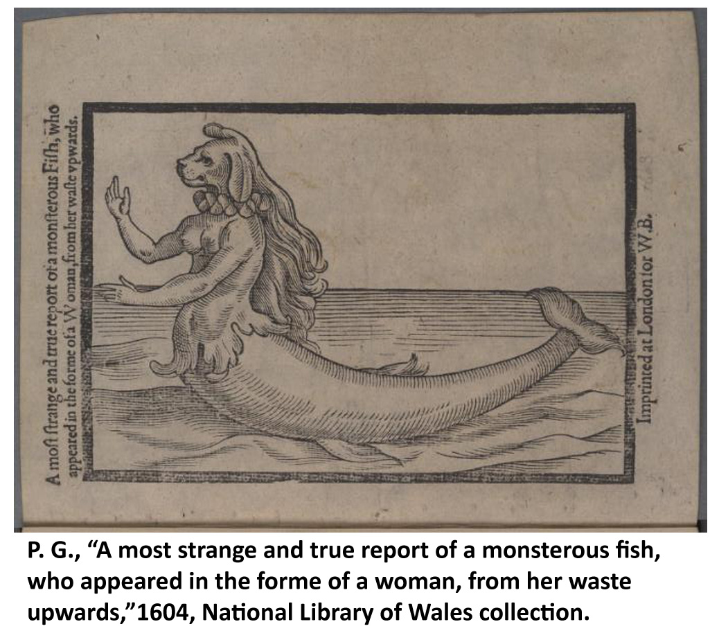 Image of an early modern print depiction of a fish in the form of a woman, 1604